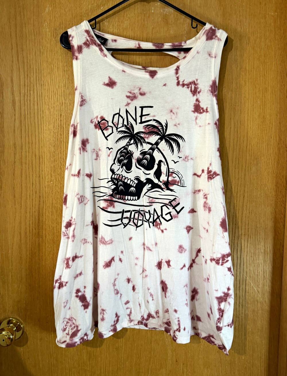 Lovesick White Purple Tie-Dye Skull Cut-Out Back Scoop Neck Tank Top 4X